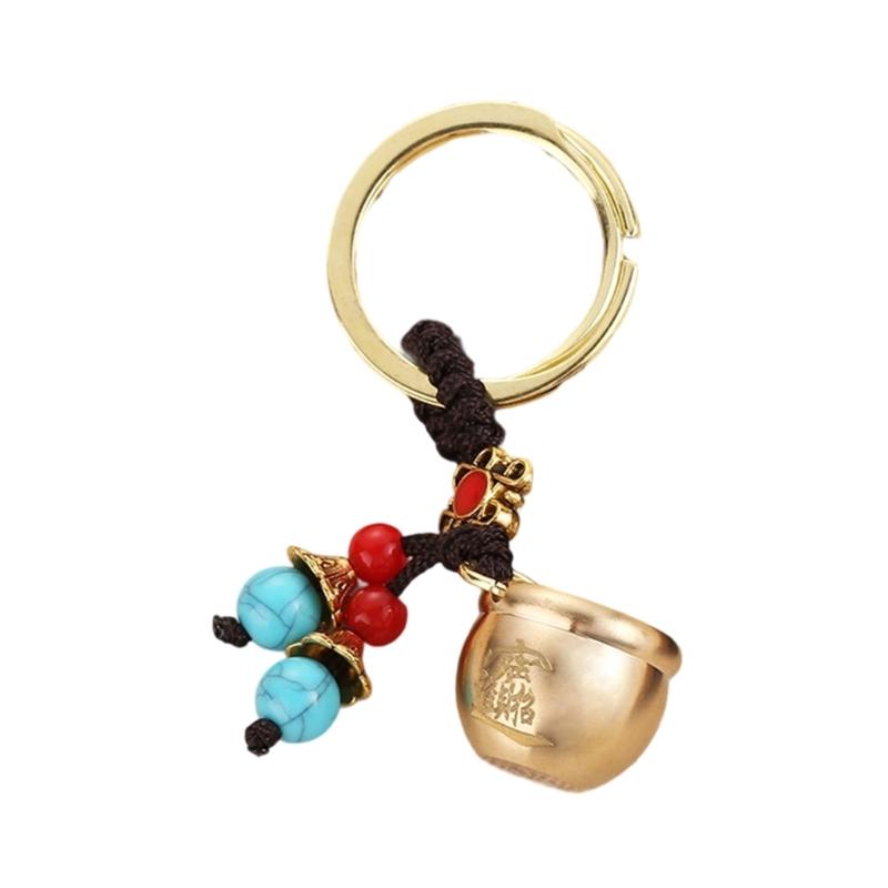 Vintage Brass Keychain Pendant Cute Handmade Fortune Giving Craft Decoration Universal Car Interior Pendant Lucky Charm