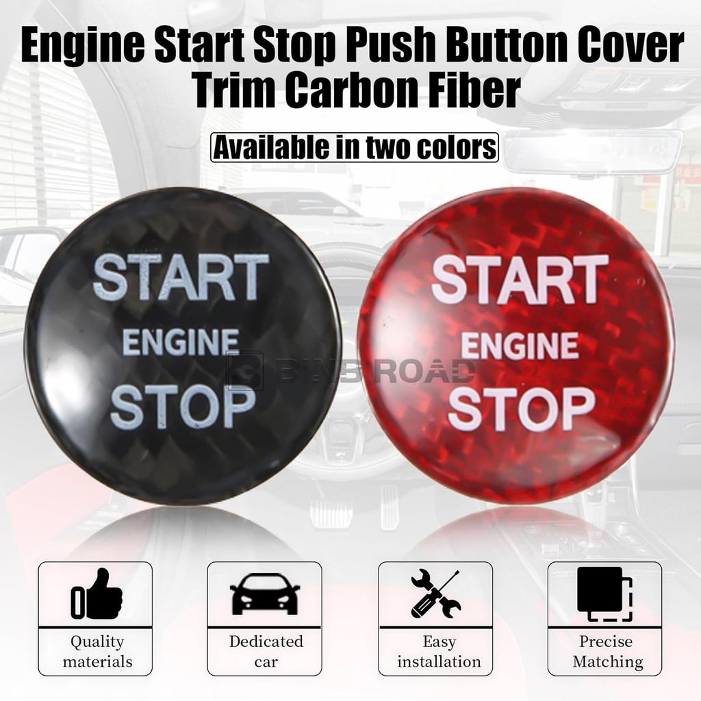 Engine Start Stop Push Button Cover Trim Carbon Fiber Compatible with Land Rover Range Rover Discovery Jaguar XJ XK F-PACE XFL XEL,Black