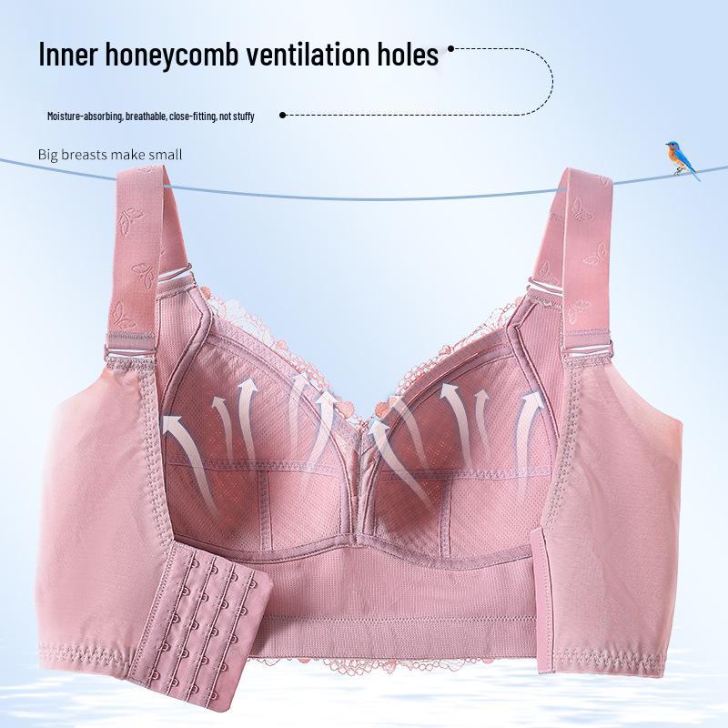 Sujetador Transpirable de Talla Grande con Aros, Ajuste Ajustable, Minimizador de Busto, Cierre de Seis Filas, Soporte Lateral para Evitar Derrames y Caídas