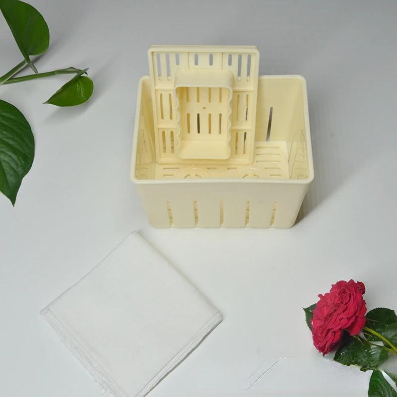1 Stk/Set Kunststoff Tofu Maker Presseform Set + Käsetuch Soja DIY Pressform Küchenwerkzeuge Lebensmittelqualität PP
