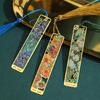 4Pcs Vintage Oil Painting Themed Bookmarks with Tassels Hollow Metal Bookmarks Book Page Marker for Teacher Reader