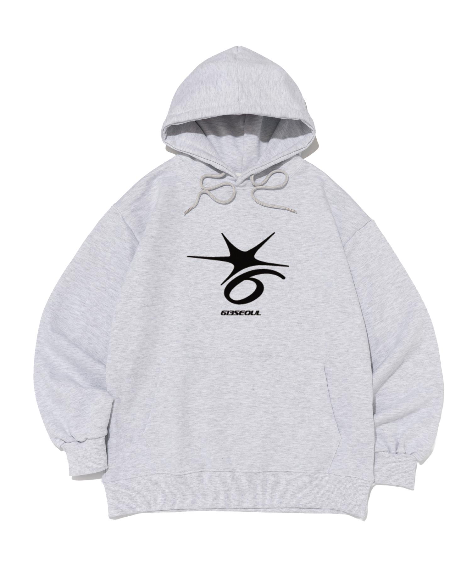 613 Seoul Crack Six Point Logo Hoodie (Light Gray) Xl (No Fleece-Lined)