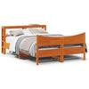 Solid Wood Bed with Headboard Wax Brown 140 X 190 Cm Pine