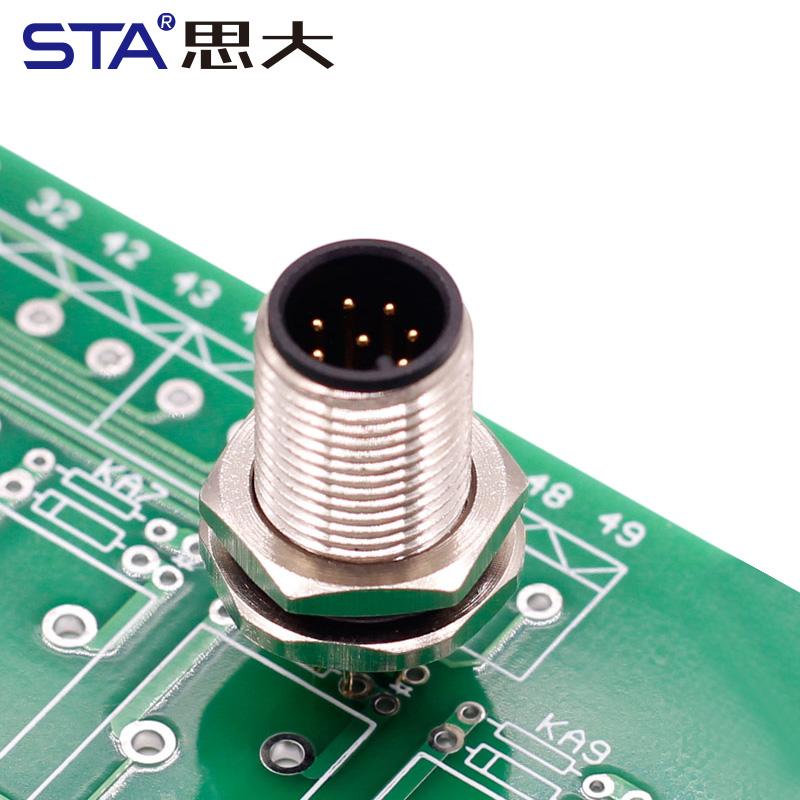 IP67 Straight M12 Connector Male Female a B C D Code 2 3 4 5 6 8 12 17Pin Front Mount M12 PCB Socket