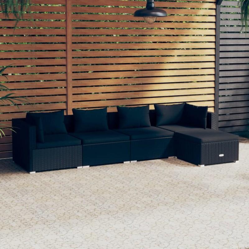 Day and Night - Day and Night 5-piece Garden Furniture Set and Black Synthetic Rattan Cushions