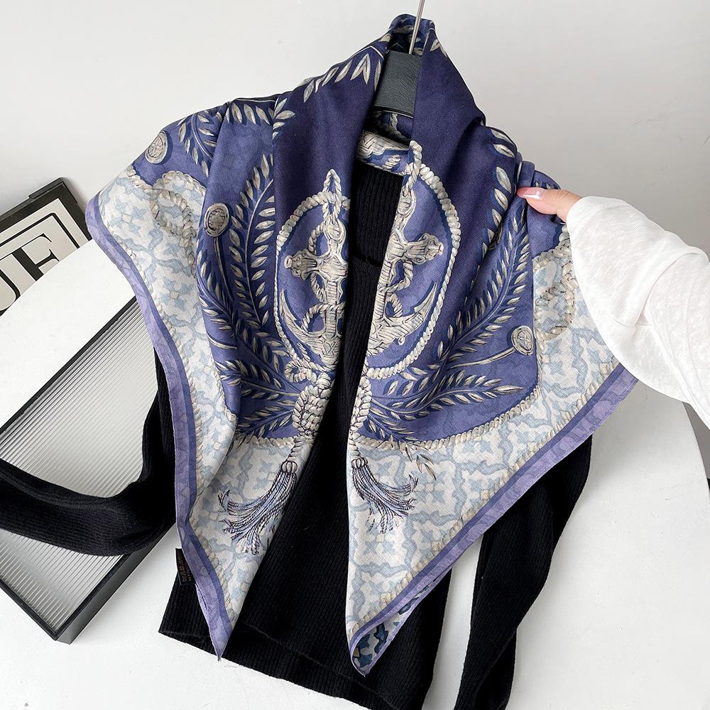 Silk scarf premium herringbone pattern double-sided printed square scarf 91 autumn and winter decorative gift high-end scarf silk scarf gift