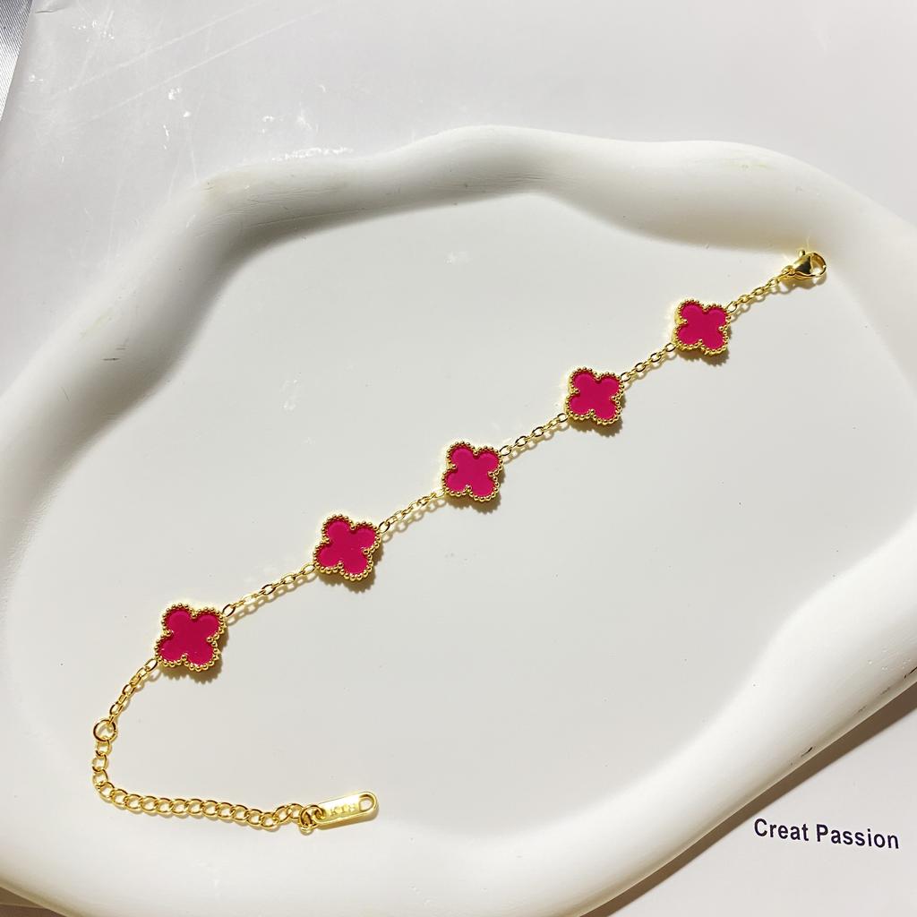 Female Titanium Steel Does Not Fade 9MM Five-flower Lucky Four-leaf Clover Bracelet Is Fashionable and Versatile