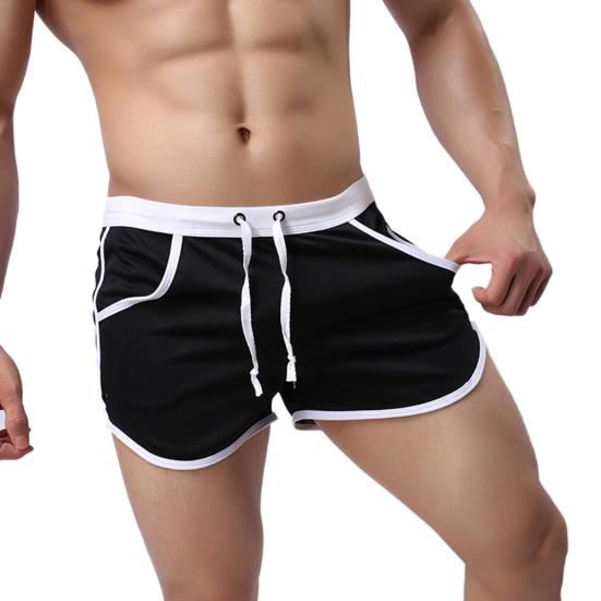 Men Color Block Summer Sports Gym Drawstring Shorts Beach Pants Swimming Trunks