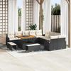 13-piece Garden Sofa with Black Cushions Poly Rattan Acacia, 2-seater Garden Sofa with Storage and Black Cushions 3364395