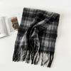 Plush Plaid Wool Scarf Tassel Long Shawl Simple Winter Cashmere Scarves  Girl