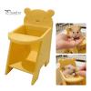 Schattig Hamster Meubilair Eetstoel, 3D Geprint Mini Huisdier Stoeltje, Dinerbord Ontwerp voor Suikereekhoorn, Rattenkooi Decoratie Accessoire Eetplek