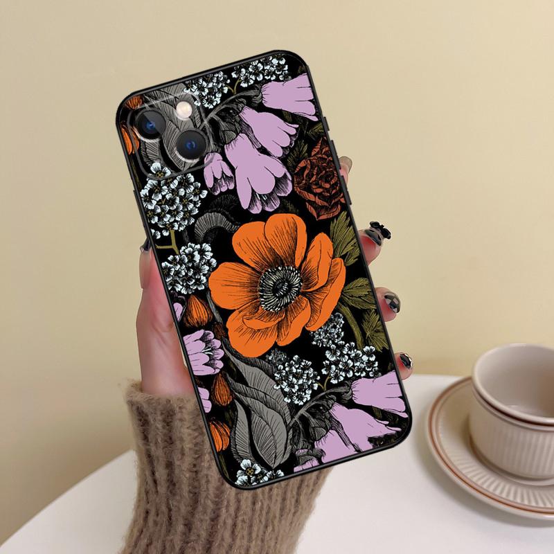 Painting Flowers Nature Leaves Phone Case For iPhone 14 Pro Max 17 Air 16 15 11 12 13 Pro Max mini 16 Plus 16e Cover Funda