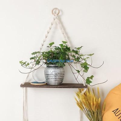Handmade Woven Tapestry Floating Shelf Tassel Wall Hanging Shelves Storage Rack D57B