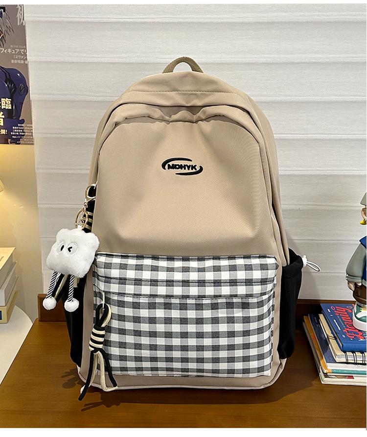 School Bag New Contrasting Color Backpack Versatile College Student Cute Fresh School Bag Light Casual Large Capacity Backpack