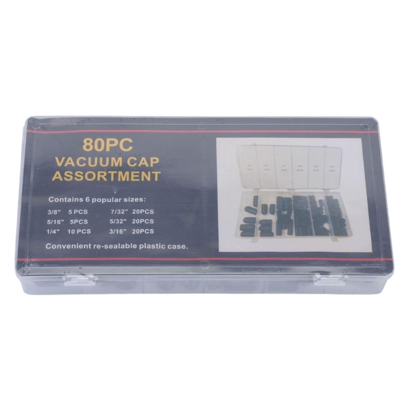 Carburetor Vacuum Port Cover Set with Closed-End Black Rubber Pieces, 3/16" 5/32" 7/32" 1/4" 5/16" 3/8" Size Groups for Service Use and Storage