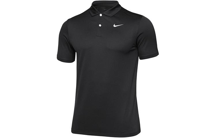 Мужские поло Nike Черный воротник-поло Умеренный прямой крой CU9792-010 L