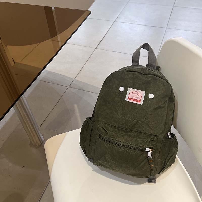 Solid Simple Color Letter Decoration Children Backpack With Pocket Multi