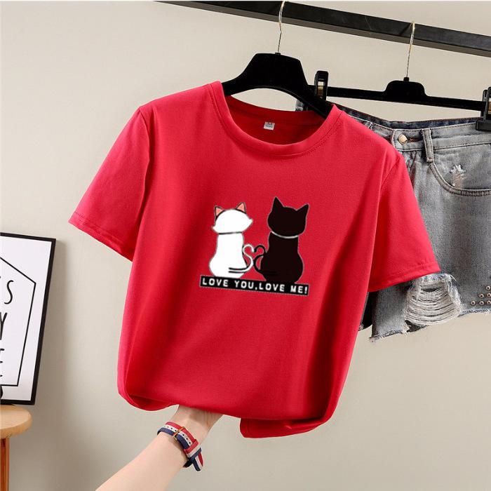 Cartoon Short Sleeve T-shirt Female Summer Student Crew Neck Printed Top Fashion Plus Size Women's Wear