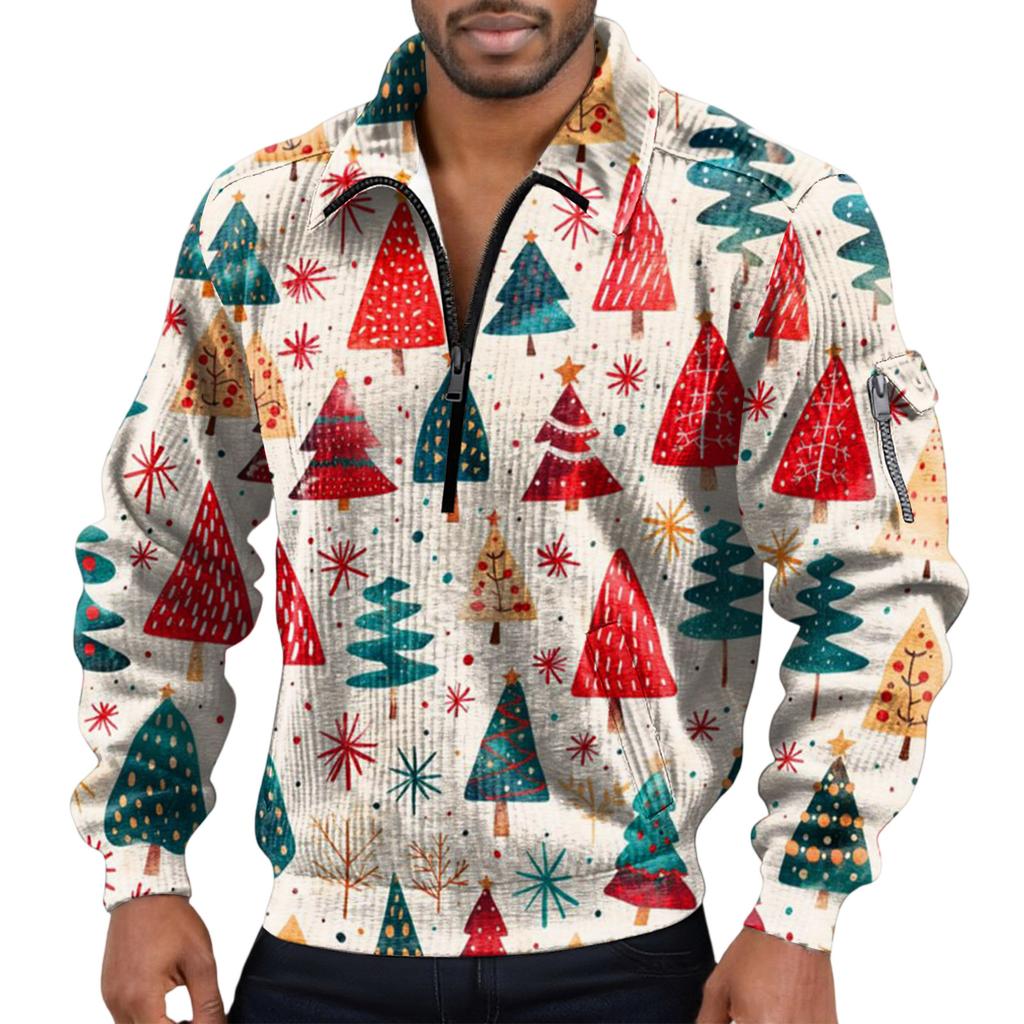 Men's  Flip Collar  Long Sleeves  Half Zipper  Hoodie