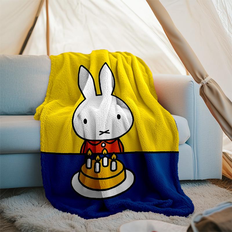 1pc Miffy1 Theme Blanket - Digital Print, Polyester, Cozy for All Seasons, Perfect for Outdoor, Camping, and Travel