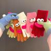Lustige Cartoon-Strickhandschuhe mit niedlichen großen Augen, warme Winterhandschuhe mit Rippenstruktur