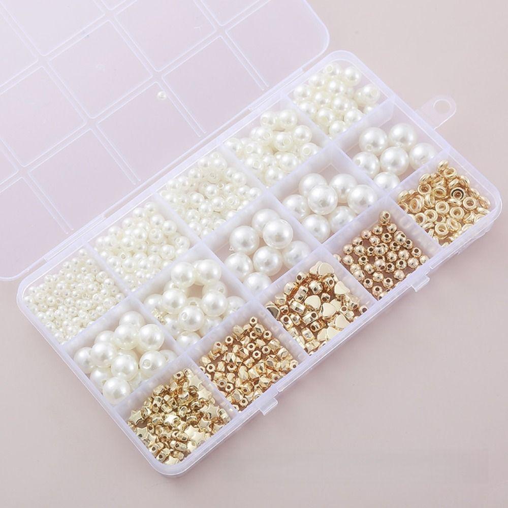 1890pcs 4/6/8/10/12mm Size DIY Bracelet Beads with Gold Beads Crafting Beads  for Necklaces