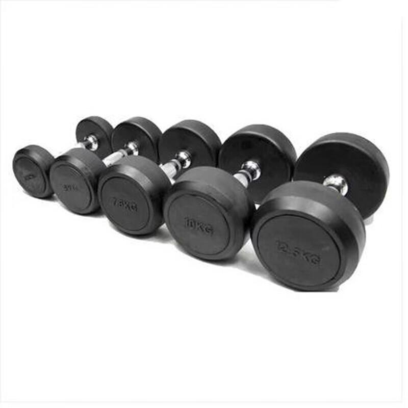 WeiBu Rubber-Coated Dumbbell Set with Triangular Rack