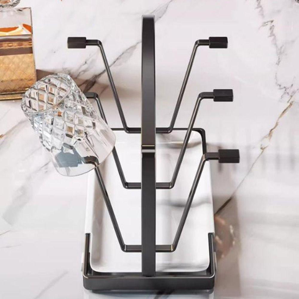 Anti-slip Bottom 6 Glass Cups Stand Holder Stainless Steel Bottle Drainer Stand Bar