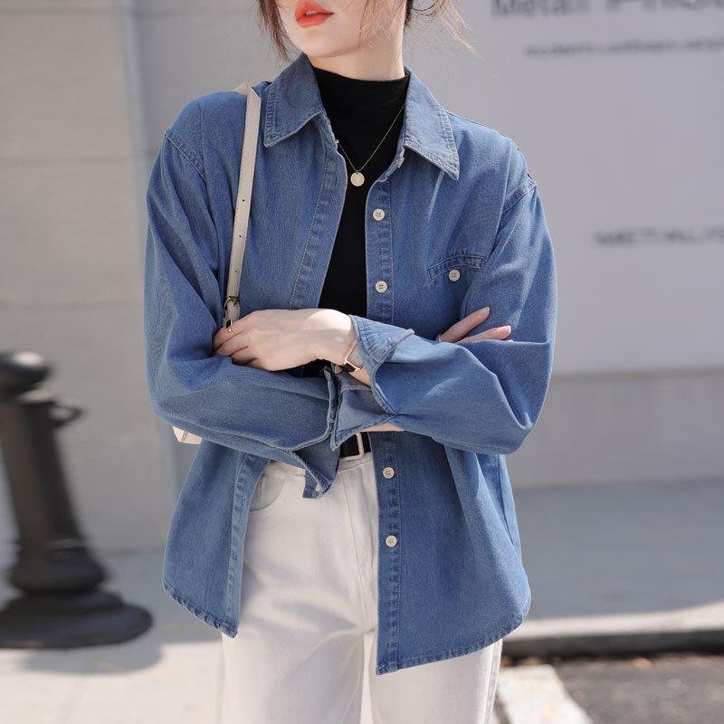 2024 Autumn Retro Loose Denim Shirt Jacket for Women