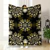 Golden and Black Abstract Floral Pattern Blanket Flannel Blanket for Bedroom, Living Room, Sofa, and Nap Sofas.