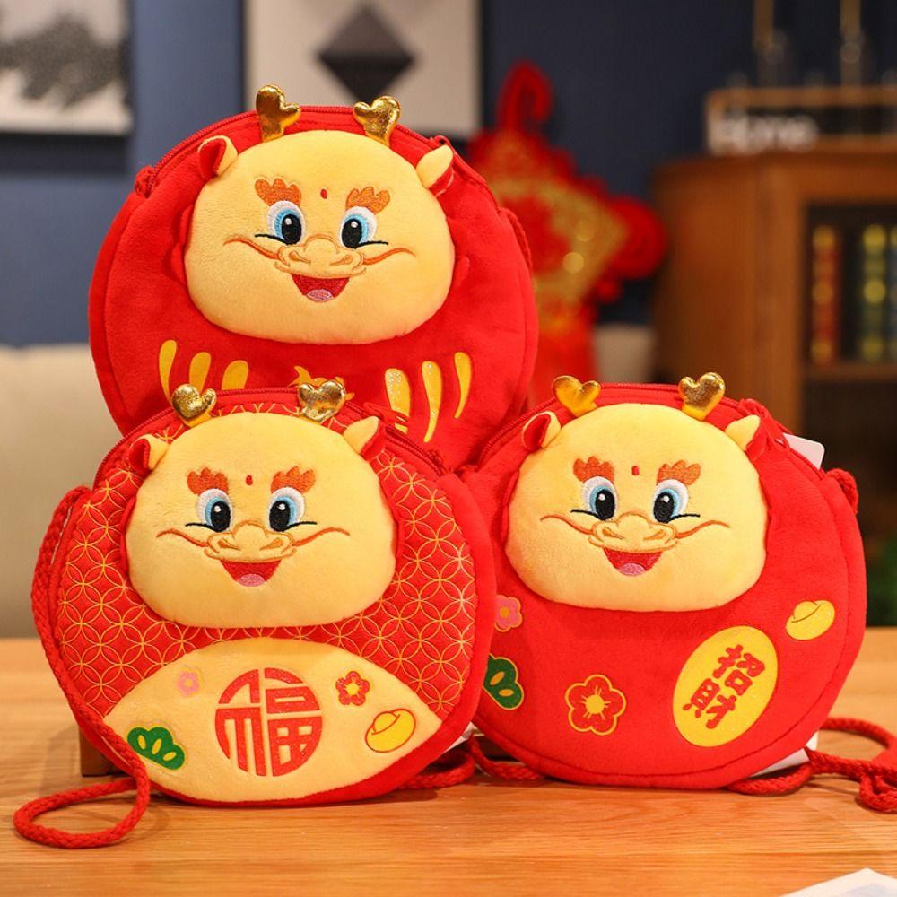Lucky Money Wallet 2024 Red Envelope Hongbao Dragon Year Mascot Creative Money Packing Bag  Kids