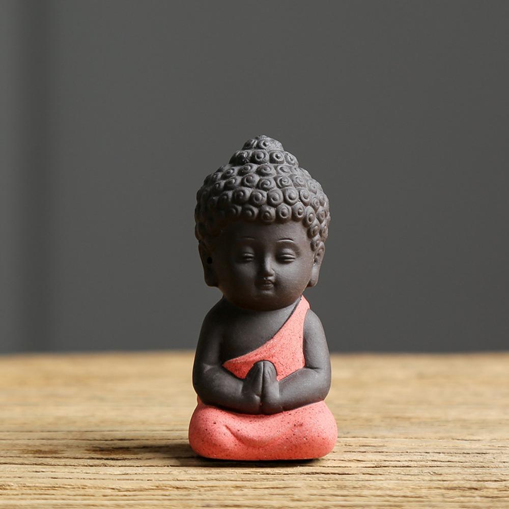 Chinese Style Buddha Statue Cute Sitting Statues Garden Accessories Mini Monk Figurines  Tea Play