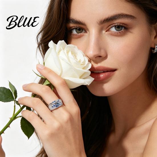 Zinc Alloy Women Ring Finger Plum Blossom Design Polished Finish