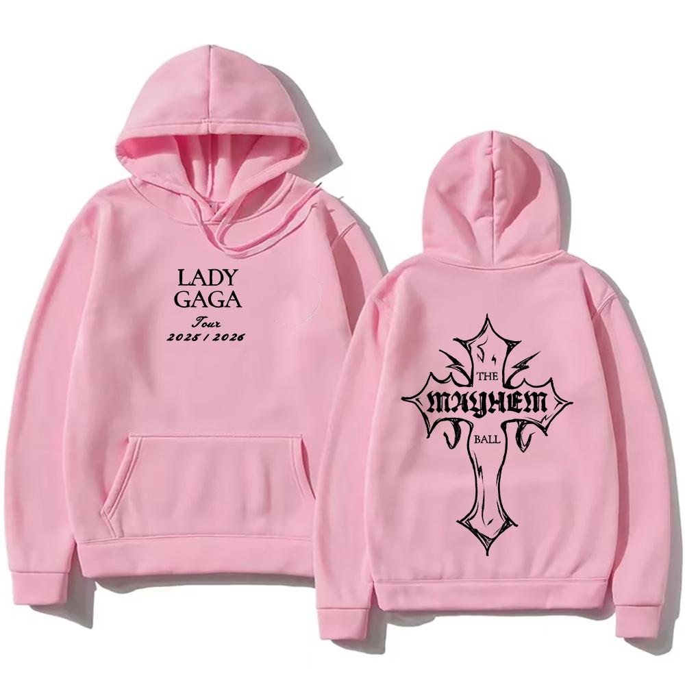 Lady Gaga Fashion Hoodies Lady Gaga MAYHEM Cross Cutoff Print Sweatshirt Fall Retro With Hooded Clothing Unisex Loose Streetwear