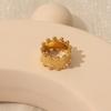 Versatile Brushed Round Ball Fashion Ring, Stainless Steel PVD 18K Gold, Retro Texture Niche Ring for Women