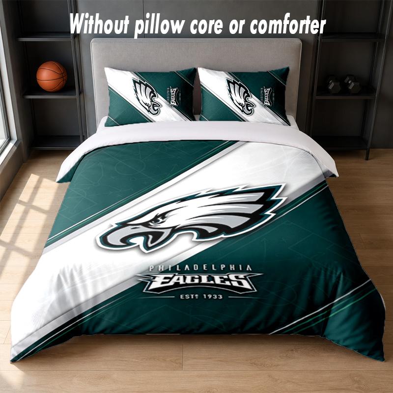Philadelphia Eagles Design Bett Bettwäsche Set 1 Bettbezug + 2 Kissenbezüge Weich Atmungsaktiv Haushalt Bettwäsche