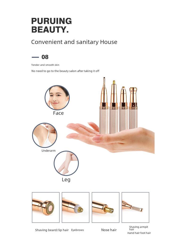 Patent Electric Lipstick Shaver: Multifunctional Eyebrow Trimmer & Ladies Shaver, Rechargeable