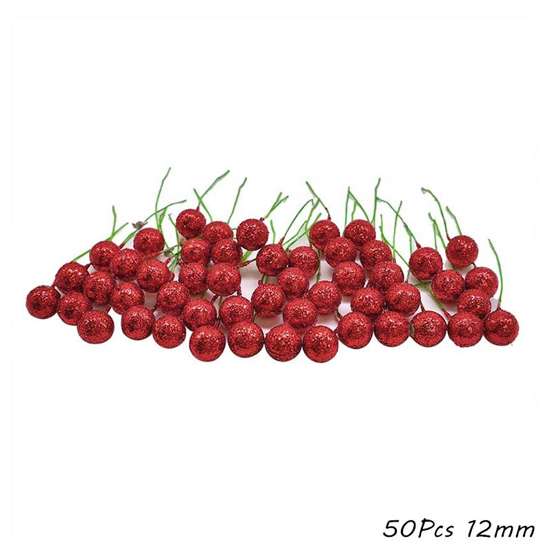 Red Theme Artificial Flower Cherry Stamen Berries Bundle DIY Christmas Decoration Wedding Cake Gift Box Wreaths Xmas Decor