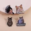HUH White Cat Enamel Pins Funny Kitten Expressions Brooches Lapel Backpack Badge Fashion Jewelry Accessories Gifts for Friends