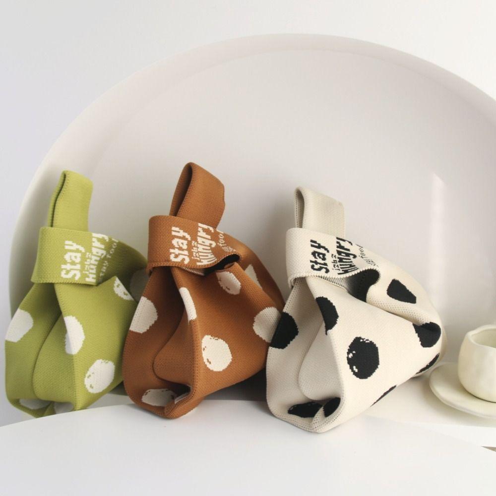 

Повседневная многоразовая сумка ручной работы в горошек, сумка на запястье, сумки для покупок, сумка-тоут