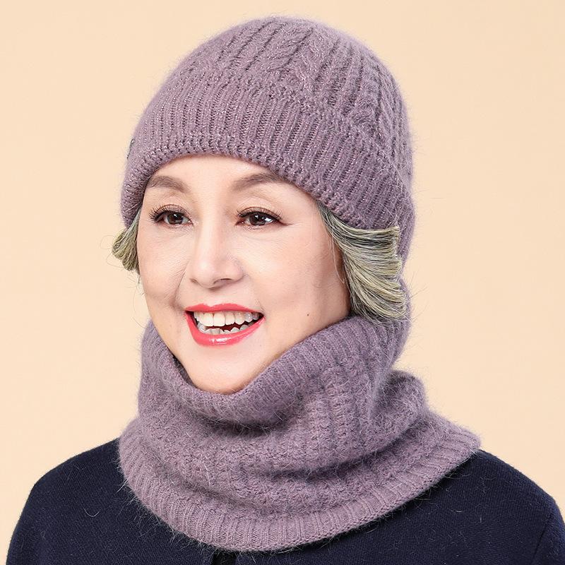 Middle aged mother hat winter lady warm cold old lady grandma knitted wool hat autumn and winter