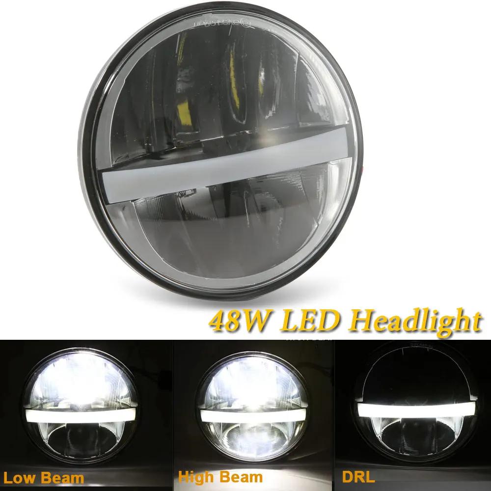5.75 Inch Black Halo Angel Eyes LED Headlight For Triumph Sportster 1200 883 Street 500 750 5-3/4" Projector Round Headlamp