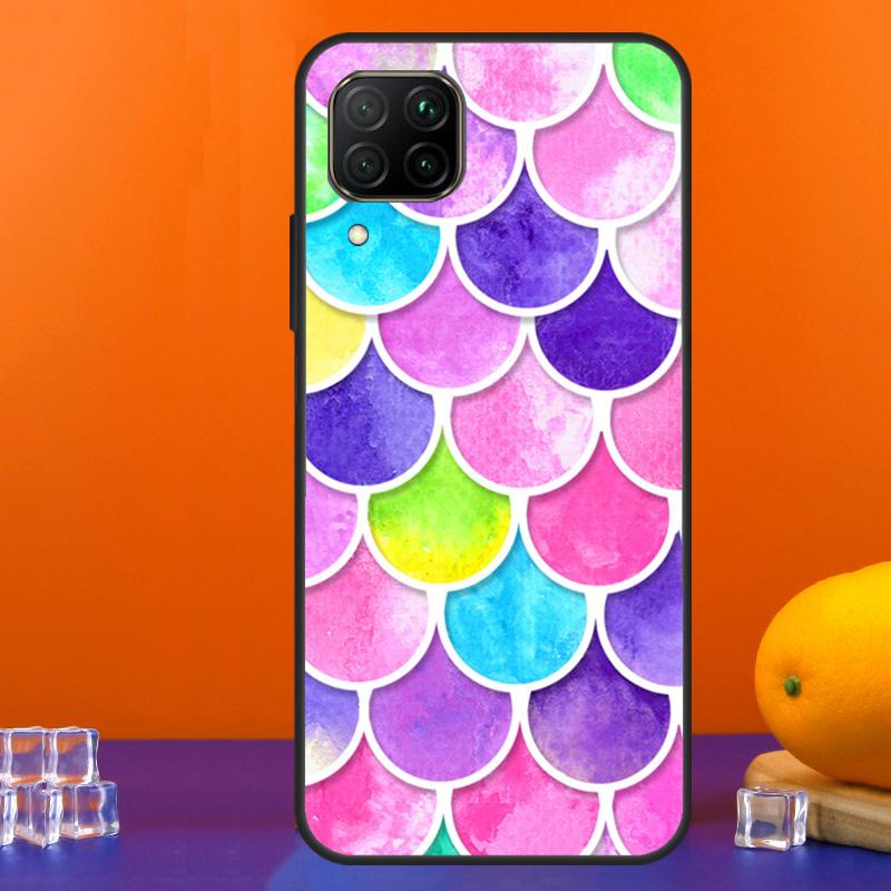 Watercolor Faux Mermaid Scales For Huawei Nova Y90 Y91 Y60 Y70 Y72 Y61 9 10 SE 12i 12s 11i 5T P60 Pro P20 P30 P40 Lite Case