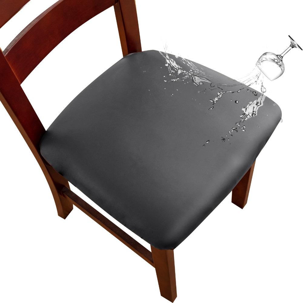 Stretchable Chair Cushion Cover PU Fabric Stool Cover Solid Color Seat Cover