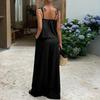 Damen Lässiges Rüschen-Lagen-Camisole-Top mit verstellbaren Trägern Lockere Weitbeinige Hose Zweiteiliges Set Sommer-Outfit