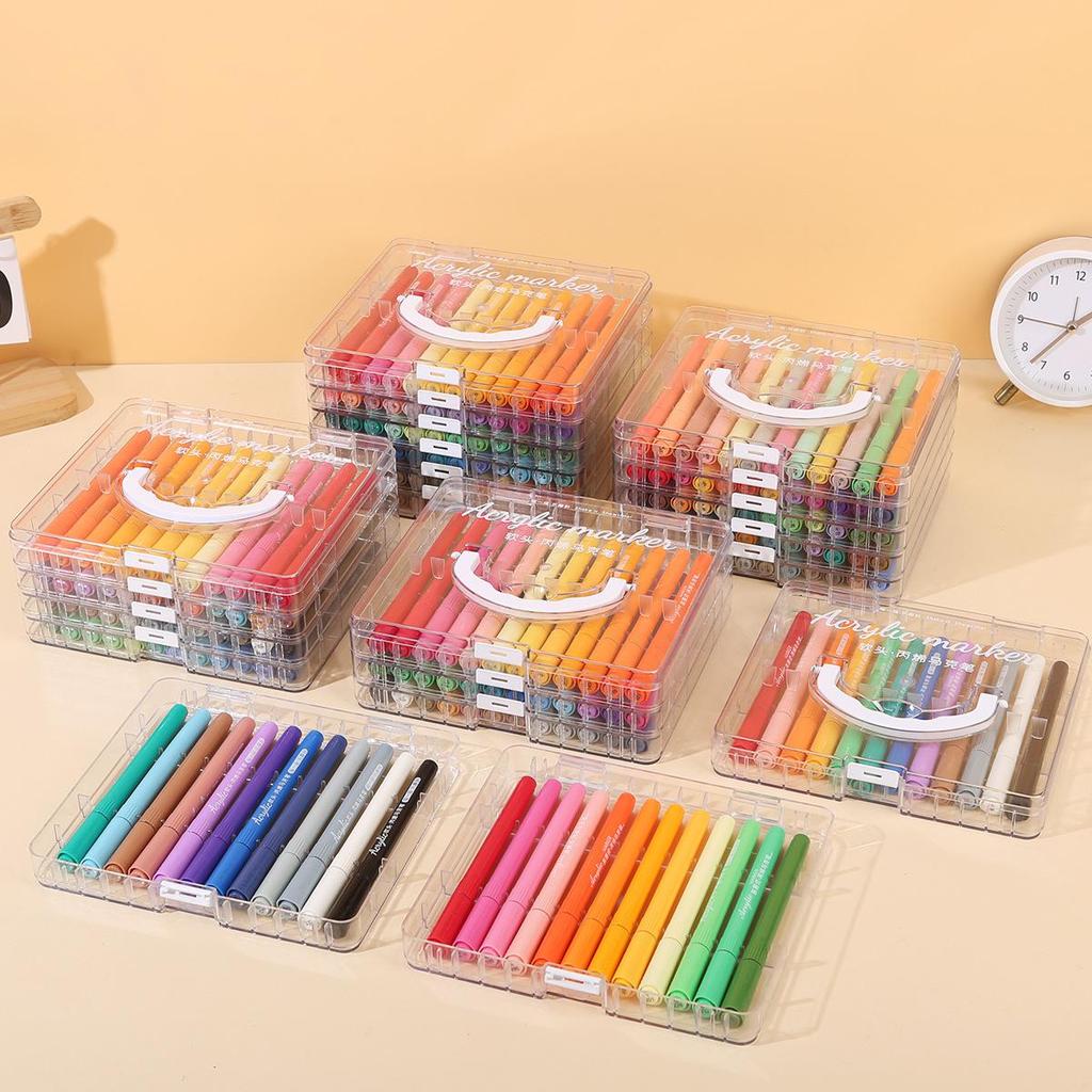 72-Color Soft Tip Acrylic Markers & Watercolor Pens for Primary Students