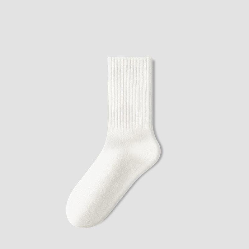 Women Solid Color Mid-tube Socks Vertical Striped Versatile Autumn and Winter Socks Boneless Pile Socks Sports Socks for Women