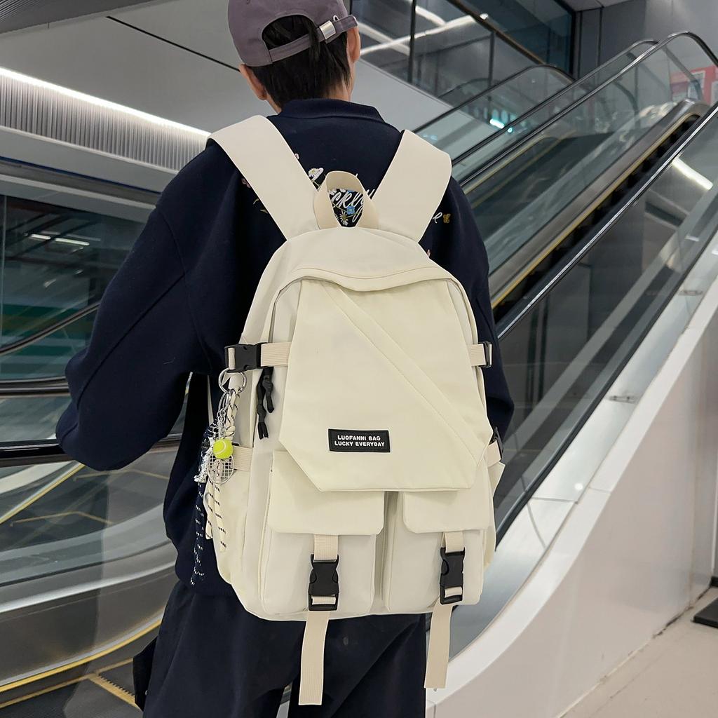 Schoolbag Schoolbag Large Capacity Trendy Cool Couple Casual Backpack Korean Ins College Style Flip Cover Junior High School Student Backpack