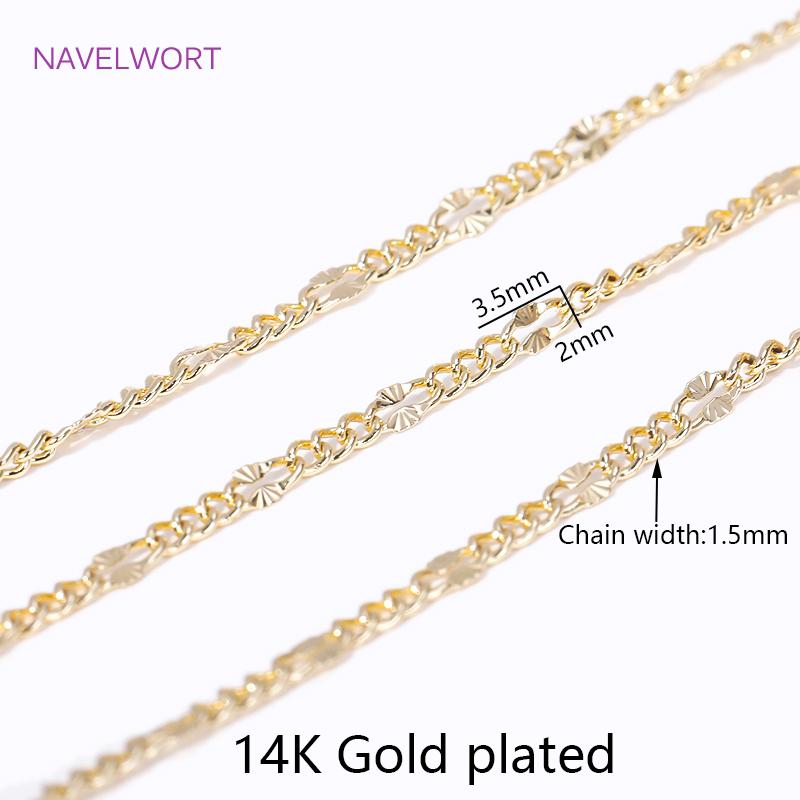 

Оптовые Кабельные Цепи Модные Металлические Катушки с Покрытием 14K Золотом Для Аксессуаров к Ожерельям Браслетам Фурнитура для Изготовления Украшений 1 Meter