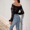 New Lace V-neck Off Shoulder Long Sleeved Elegant and Sexy Jumpsuit
